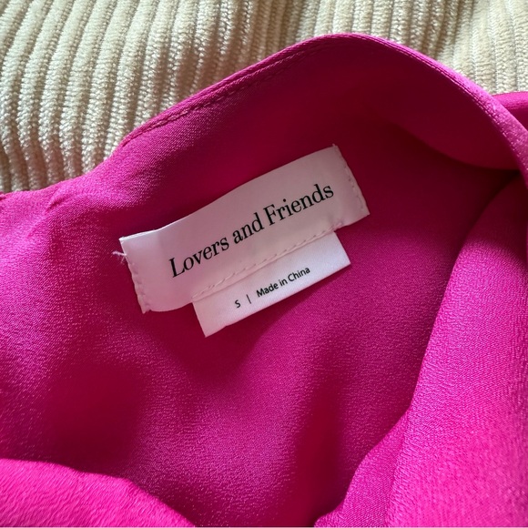 Lovers & Friends Hayes Mini Dress Magenta Pink Halter Satin Small FLAW - Picture 7 of 15